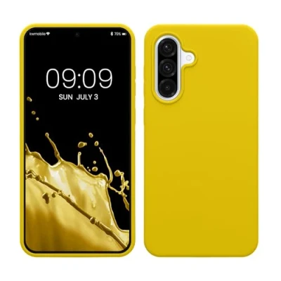 Afbeelding van kwmobile telefoonhoesje geschikt voor Samsung Galaxy A36 5G Hoesje met siliconen coating Smartphone case in stralend geel