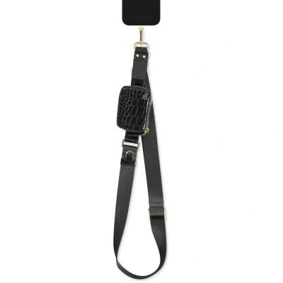 Afbeelding van iDeal of Sweden Utility Phone Strap Universeel telefoonkoord Black Croco Zwart Textiel