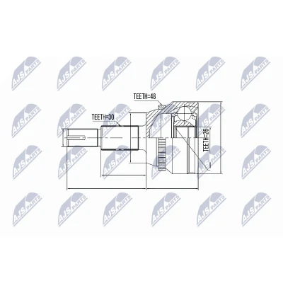 Afbeelding van Homokineet reparatie set, aandrijfas NTY NPZ TY 077