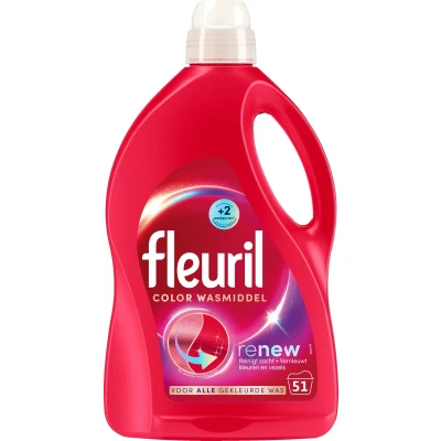 Afbeelding van 1+1 gratis: Fleuril Vloeibaar Wasmiddel Renew Gekleurde Was 51 Wasbeurten 2,55 liter