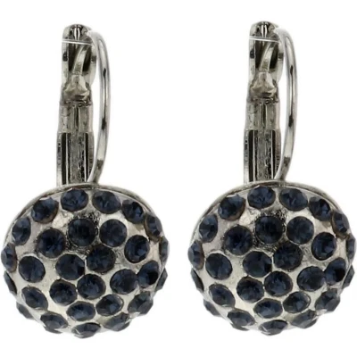 Afbeelding van Behave Klassieke oorbel hanger rond met blauwe stenen