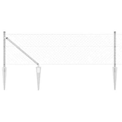 Afbeelding van vidaXL Kettinghek met 7 spike posts 0.6x10 m gegalvaniseerd staal