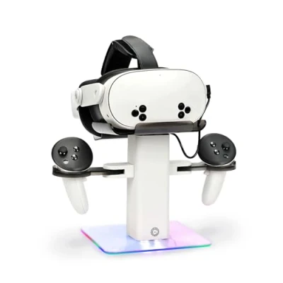 Afbeelding van CBDYWVR voor MetaQuest 3S headset laadstation, RGB verticale laadstandaard compatibel met Quest 3S/3/2 VR accessoires, houder led display (wit)