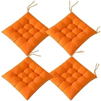Afbeelding van DAguys 4 stuks zachte stoelkussens, stoelkussens met stropdassen, eetkamer voor tuin, terras, keuken, (oranje, 45 x cm)