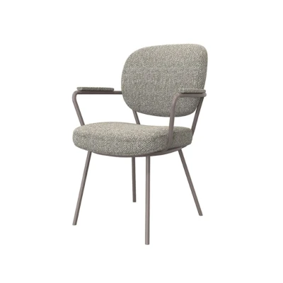 Afbeelding van Label51 Lausanne eetkamerstoel bouclé taupe/brons Boucle