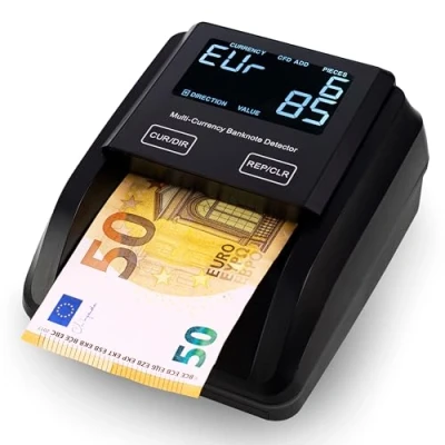 Afbeelding van Jubula FD 50 Bankbiljettencontroleur &amp; geldtelmachine, 2 in 1, bankbiljettentester detectie van vals geld met UV/MG/IR voor valse EUR, USD, GBP, mobiele scanner, testlicht compact, afzonderlijk