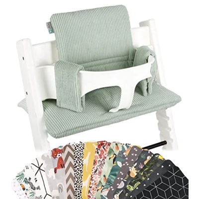 Afbeelding van Ukje Stoelverkleiner Geschikt voor Stokke Tripp Trapp Kinderstoel Kussenset Mint Ribstof Extra dik