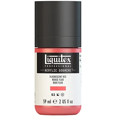 Afbeelding van Liquitex 2059983 Professional Acrylic Gouache, acrylverf met gouache eigenschappen, lichtecht, watervast 59ml Fles, Fluorescent Red