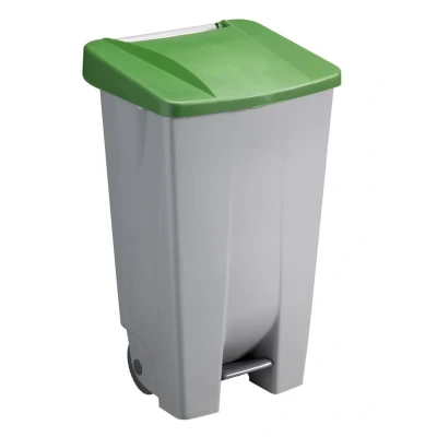 Afbeelding van Sunware Basic vuilnisbak 120 liter 42,5x51x87,5cm met wielen/voetpedaal/handvat grijs/groen