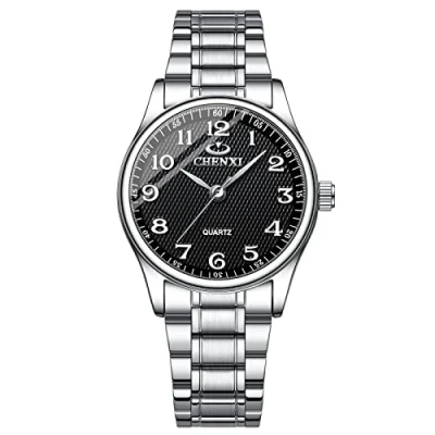 Afbeelding van JewelryWe Horloges voor dames en heren, analoog, kwarts, polshorloge, 30 m, waterdicht, roestvrij stalen armband, zakelijk, casual horloge met lichtgevende wijzers horlogegereedschap, verschillende