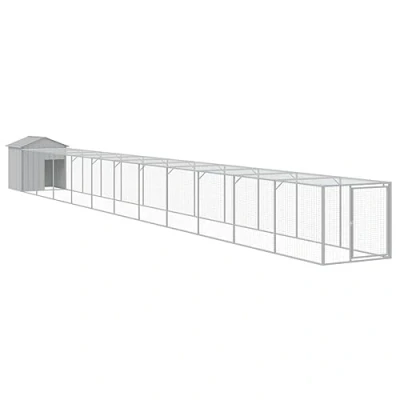 Afbeelding van vidaXL Kippenhok met ren 117x1221x123 cm staal lichtgrijs