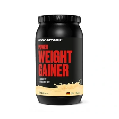 Afbeelding van Body Attack Weight Gainer Vanilla, 1,5 kg, 100% massaopbouw, koolhydraat eiwitpoeder voor spieropbouw met wei eiwit, ideaal hardgainers