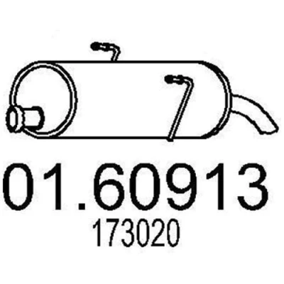 Afbeelding van MTS 01.60913 Einddemper 770mm PEUGEOT: 206 Hatchback