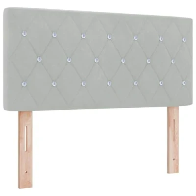 Afbeelding van vidaXL Hoofdbord Met Kristallen Knop Tufted Lichtgrijs 90 cm Velvet