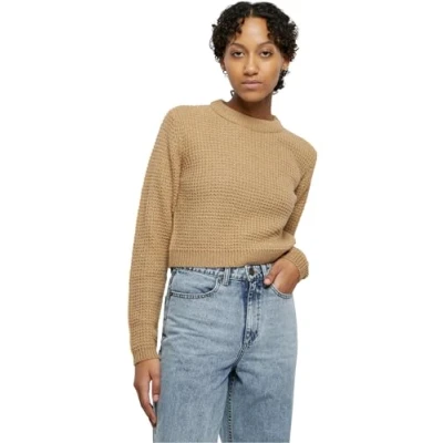 Afbeelding van Urban Classics Short Waffle Trui, Dames, Maat: 3XL, Warmsand