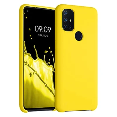 Afbeelding van kwmobile telefoonhoesje geschikt voor OnePlus Nord N10 5G Hoesje met siliconen coating Smartphone case in stralend geel