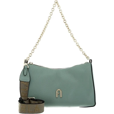 Afbeelding van FURLA Leren Handtas Schoudertas Primula Mini Crossbody Doub Mineral Green + Metal Taupe Mintgroen