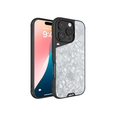 Afbeelding van Mous voor iPhone 16 Pro Max Case MagSafe Compatibel Limitless 6.0 Zilver Parel Schokbestendige Telefoonhoes