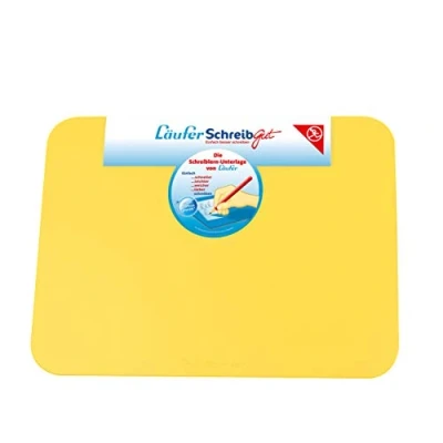 Afbeelding van Läufer 30914 Bureauonderlegger om te leren schrijven, voor de perfecte eerste schooldag, accessoires kinderbureau, antislip en afwasbaar, geel, 34 x 45 cm