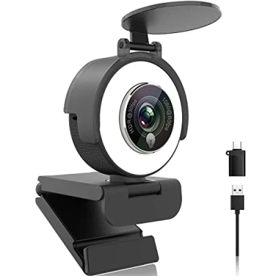 Afbeelding van Angetube Webcam 1080P HD Ingebouwde Verstelbare Ring Licht met Microfoon Geavanceerde Autofocus (AF) streaming Web Camera voor Xbox One Gamer Facebook YouTube Streamer (967PRO)