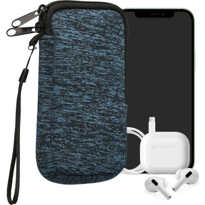 Afbeelding van kwmobile telefoontasje universeel geschikt voor M 5,5&quot; smartphones 15,2 x 8,3 cm Hoesje met rits en polslusje In deep ocean / zwart