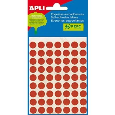 Afbeelding van Apli ronde etiketten in etui diameter 10 mm, rood, 315 stuks, 63 per b