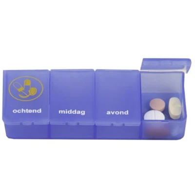 Afbeelding van Klein pillendoosje 1 dag 4 vaks Blauw