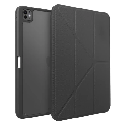 Afbeelding van iPad Pro 13 (2024) M4 Hoes: Uniq Moven Case Bookcase Charcoal TPU Tablet Hoezen