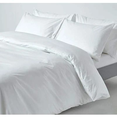 Afbeelding van Homescapes Beddengoedset, 3 delig, dekbedovertrek 260 x 220 cm met kussenslopen 48 74 cm, wit, 100% puur Egyptisch katoen, draaddichtheid 200, percale beddengoed