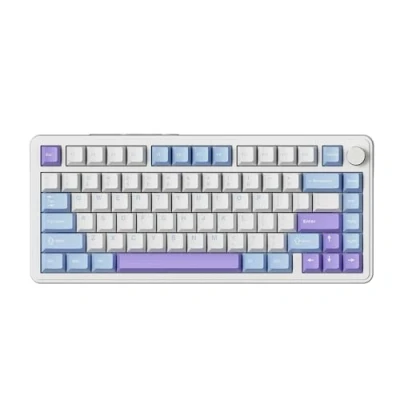 Afbeelding van ATTACK SHARK X85 pakking mechanisch toetsenbord met knop, 75% (BT5.0/2.4G/USB C) draadloos gamingtoetsenbord en vijflaagse vulling, RGB, 5000 mAh, hot swappable, PBT keycaps voor Win/Mac (wit)