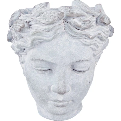 Afbeelding van Clayre &amp; Eef Bloempot Hoofd 17x21 cm Grijs Steen