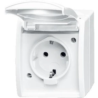 Afbeelding van Busch Jaeger Ocean wandcontactdoos ra klapdeksel opbouw IP44