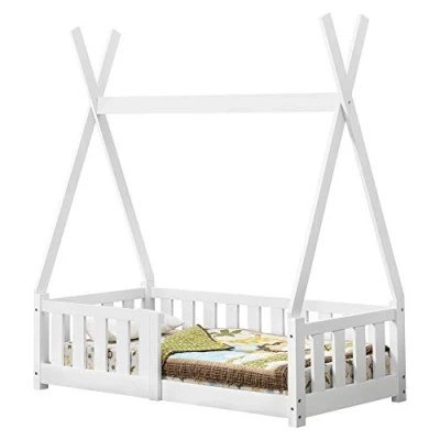 Afbeelding van Kinderbed Tipi met uitvalbeveiliging 140x70 cm wit