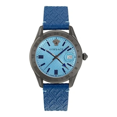 Afbeelding van Versace Watches Greca TIME Horloge, Heren, Maat: One Size, Blue