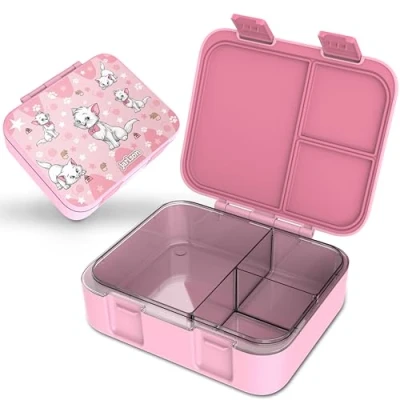 Afbeelding van Jarlson® Mil Broodtrommel voor kinderen, met vakken, lunchbox, BPA vrij, bento box, lekvrij, snackbox, snackbox kleuterschool en school, 1000 ml, lichtgewicht (kat, roze V2)