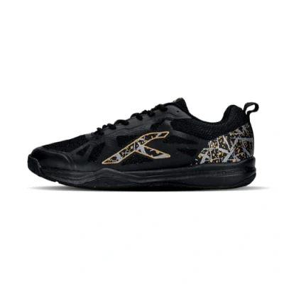 Afbeelding van HUNDRED Blade Non Marking Professional Badminton Shoes for Men Material: TPU, Rubber Suitable Indoor Tennis, Squash, Table Basketball &amp; Padel (Black/Gold, Size: EU 46, UK 12, US 13)