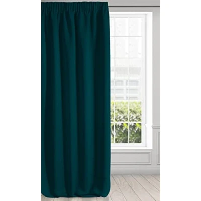 Afbeelding van Eurofirany Logan Gordijn Ondoorzichtig, Blackout, Satijn Verduisteringsgordijn met Krulband 1 Stuk. Elegant, Glad, Effen kleur, Woonkamer, Slaapkamer, Petrol, 135x270 cm