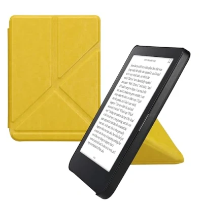 Afbeelding van kwmobile e reader hoesje compatibel Met Kobo Clara 2E hoes standaard Ereader cover van kunstleer In geel