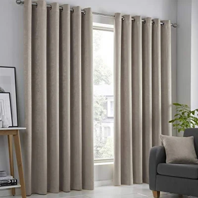 Afbeelding van Fusion Natuurlijke gordijnen 117 x 183 cm (b l) 2x panelen met oogjes in natuurlijk linnen Thermische voor slaapkamer/woonkamer &amp; Deurgordijnen