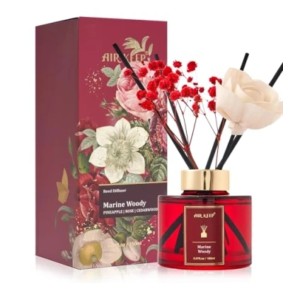 Afbeelding van Airkeep Aroma Diffuser 150 ml, Marine Woody Riet Set, Rose Geurdiffuser, Luchtverfrisser voor kamer, badkamer, kantoor, kast