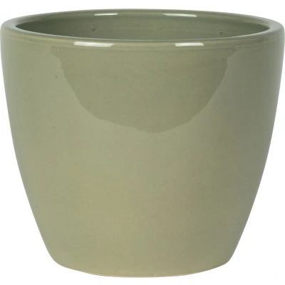 Afbeelding van Steege Plantenpot/bloempot keramiek mosgroen glanzend 18 x 16 cm Plantenpotten