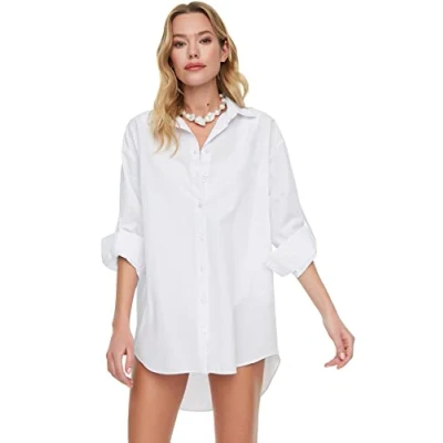 Afbeelding van Trendyol Blauw Gestreept Geweven Strandshirt Tbess22Go0664