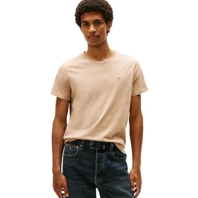 Afbeelding van TOMMY JEANS Heren TJM XSLIM Jersey TEE DM0DM04411, Beige, 3XL_Plus, Beige (Coastal Taupe), 3XL grote maten