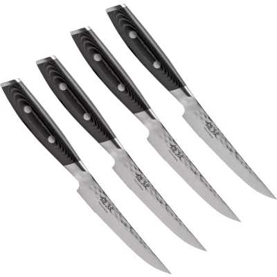 Afbeelding van Yaxell Japans Serie Tsuchimon Steakmessen Set 4 Delig VG10 Staal 61 HRC 3 Lagen Damast...
