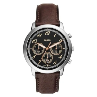 Afbeelding van Fossil Neutra horloge voor heren, chronograaf uurwerk met roestvrij stalen of leren band, Tan and Brown