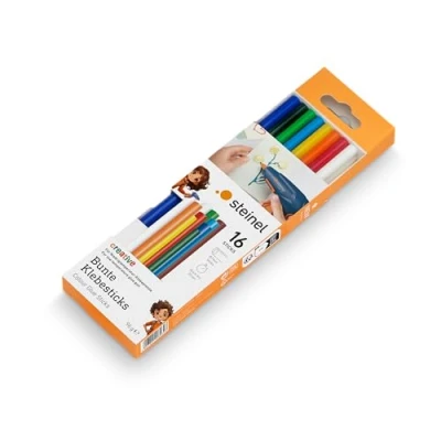 Afbeelding van Steinel Sticks 85C Color, meerkleurige hotmelt lijmsticks 7 mm, hotmeltlijmpatronen 16 stuks, voor GlueMatic lijmpistool 1007 LT