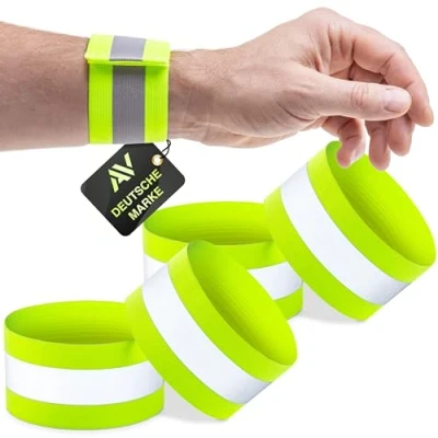 Afbeelding van AVANA Reflectorband, reflecterende veiligheidsband, reflector, elastische armband, veiligheid, joggen, fiets, kinderen, band (set van 4)