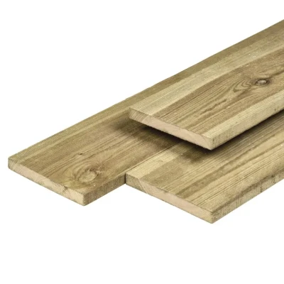 Afbeelding van Midden Europees grenen tuinplank gedroogd, groen geimpregneerd, geschaafd 4rh 1,6 x 14,0 500 cm Tuindeco