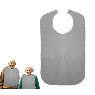 Afbeelding van Cre9tive Slabbetje voor Volwassenen Bib Spill Eten Schort Senioren Waterdicht, Grijs, XXL