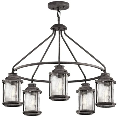 Afbeelding van KICHLER Hanglamp Ashland Bay in verweerde zink optiek